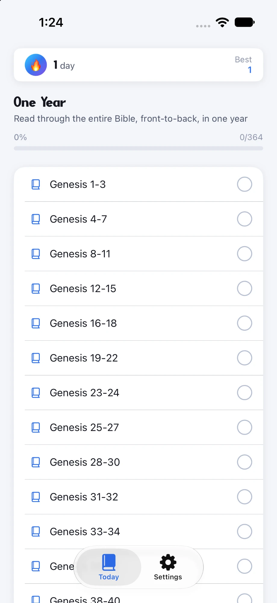 Bible Scheduler app screenshot