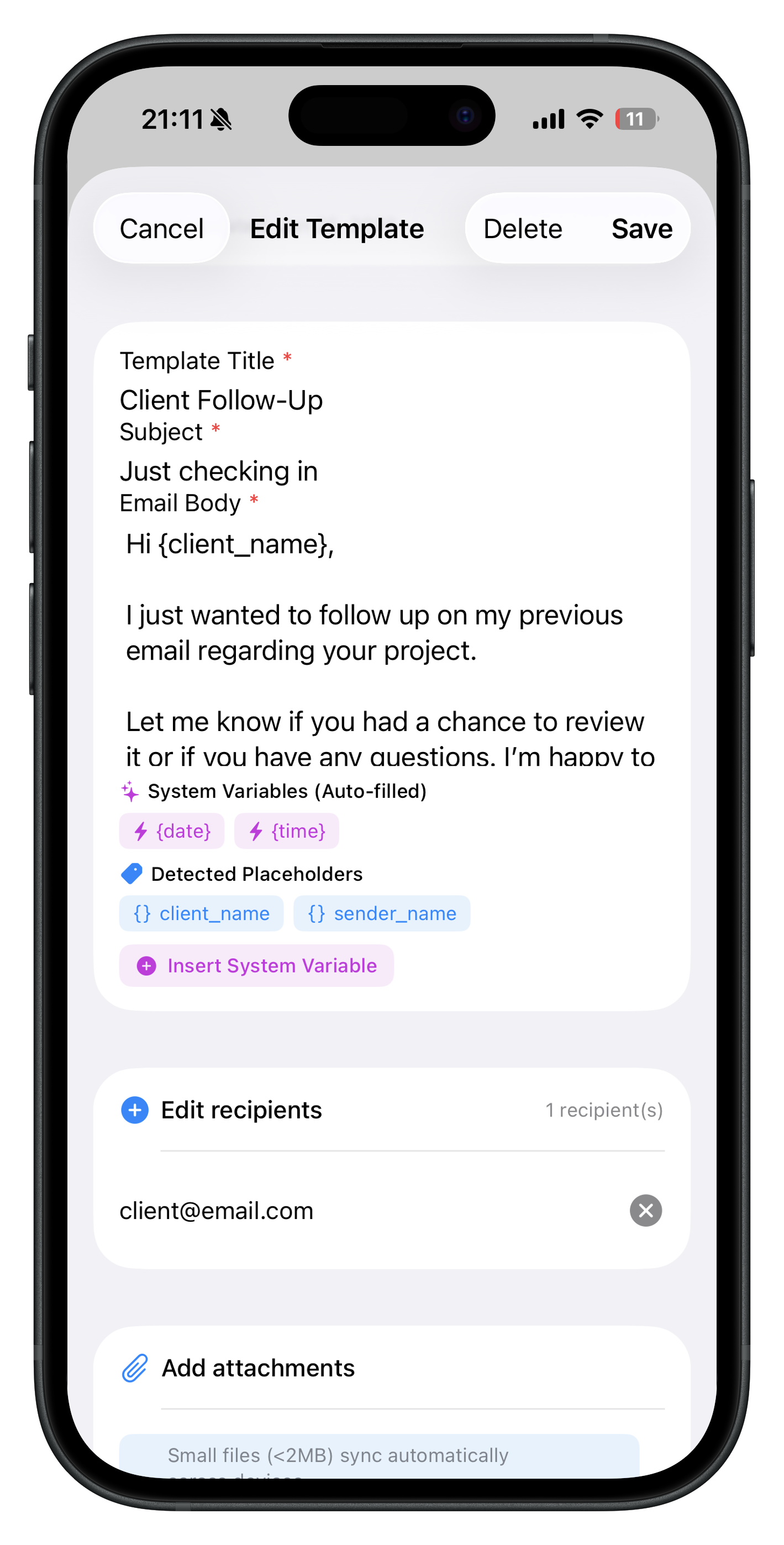 Placeholders screenshot